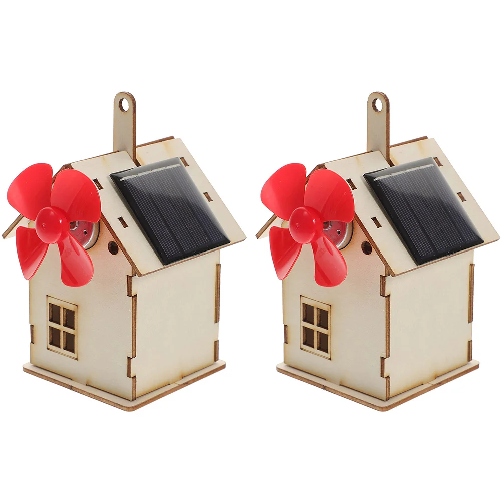 Pacote de material de cabana solar, 2 conjuntos de kits de brinquedos diy de madeira, projetos de montagem para crianças, experimentos científicos educacionais, presentes de energia solar