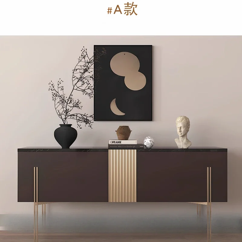 Minimalist Light Luxury Entryway Console Table Living Room Decorative End View Table Sideboard Cabinet Against Wall Strip Case