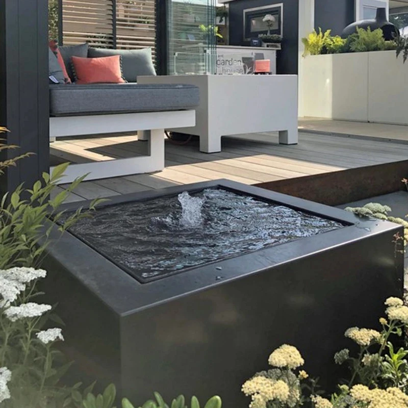 custom.Outdoor Corten Steel Weather Resistant Customizable Fountains and Artificial Waterfalls Garden Decoration