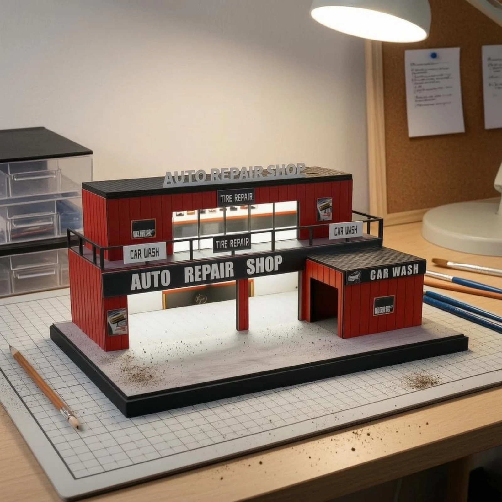 โมเดลร้านซ่อมรถยนต์ขนาด 1/64 พ - Auto Repair Shop Layout บทวิจารณ์และราคา