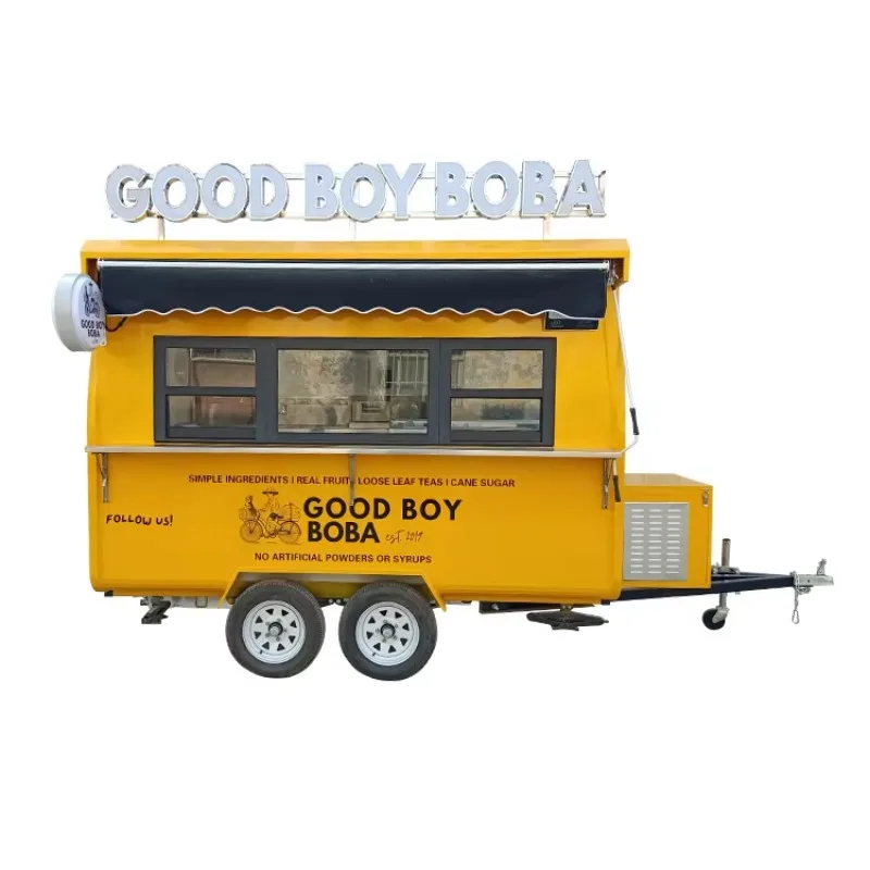 Bubble Tea Cart NSF Approved Water Sinks Sliding Window Customization LOGO Manufactured Bubble Tea Cart for Sale