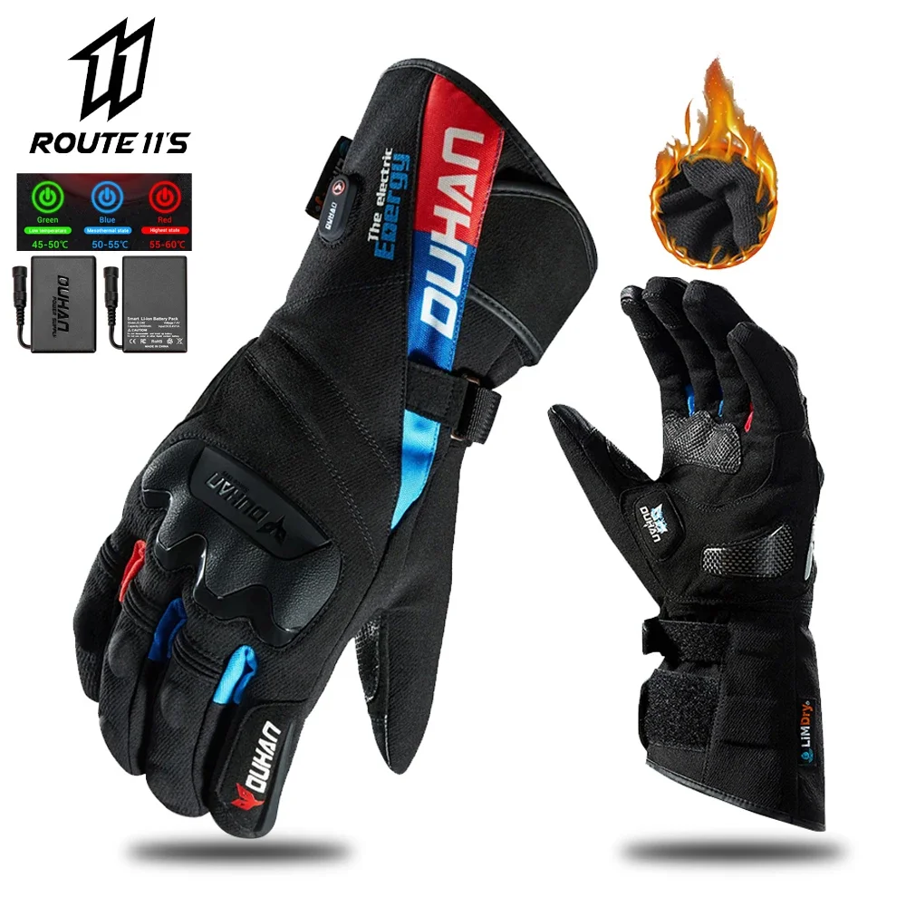 

DUHAN Heated Gloves With Battery Powered Winter Outdoor Thermal Motorcycle Riding Gloves 100% Waterproof Keep Warm Moto Guantes