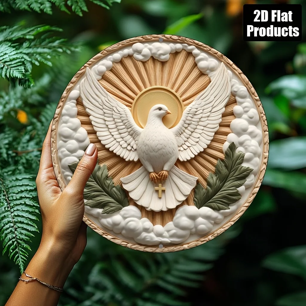 2D Flat - 1pc 2D Flat Peace Dove Themed Aluminum Metal Decorative Plaque | Suitable for Bars, Kitchens, Coffee Shops, Home Rooms