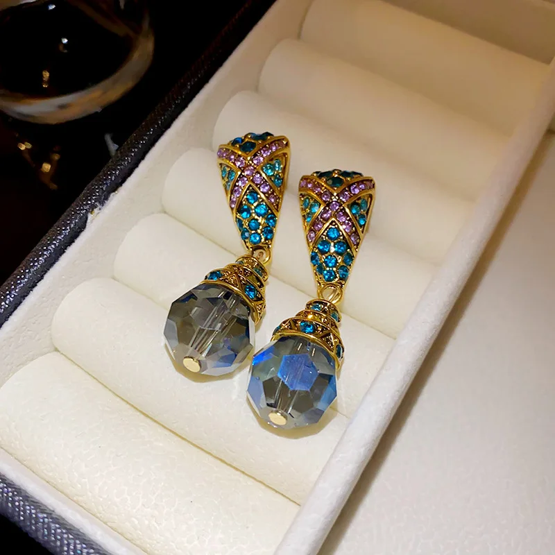 

Statement Retro Rhinestone Crystal Ball Dangle Earrings For Women Personality New Party Ear Jewelry Wholesale