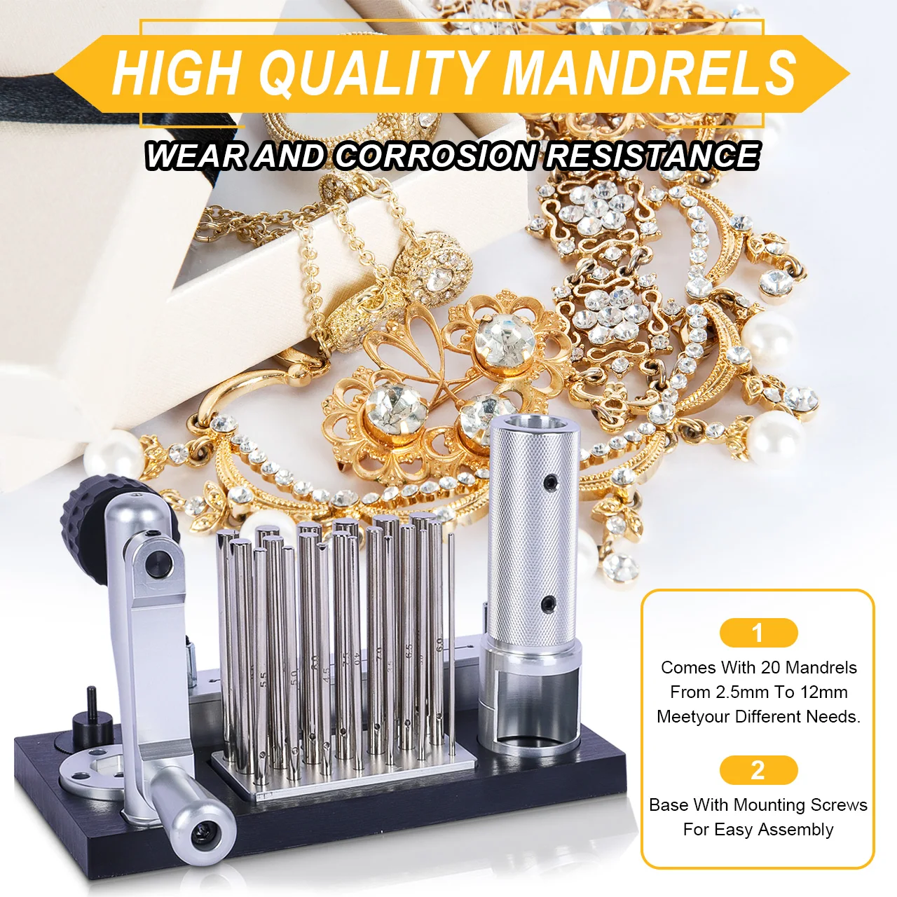Manual Jump Ring Maker Kit with 20 Mandrels 2.5-12mm Wire Drawing Machine Professional Stainless Steel Manual Wire Winding Machine for DIY Jewelry Maker