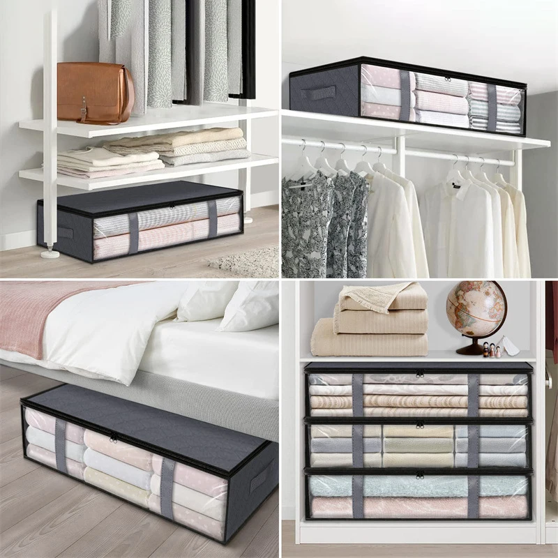 Under bed Storage Bag For Portable Foldable Quilt Bags Wardrobe Clothes Organizer Storage Box Dustproof Organizer Large Capacity