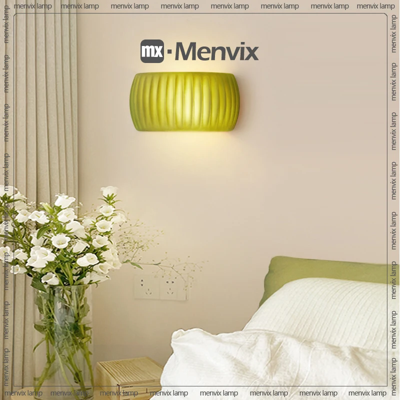 Menvix Modern Design Nordic Wall Lamp Minimalist Resin Material Pumpkin Shape Sconce Light Corridor Bedroom Decoration Lustres