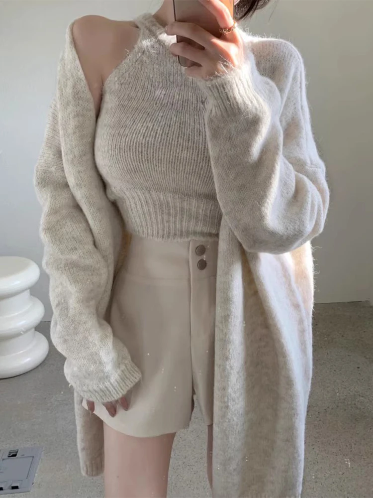 

Шикарный осенне-зимний женский вязаный жилет Long Sve, мягкий уютный подвесной свитер, верхняя одежда, комплект Sle Faion