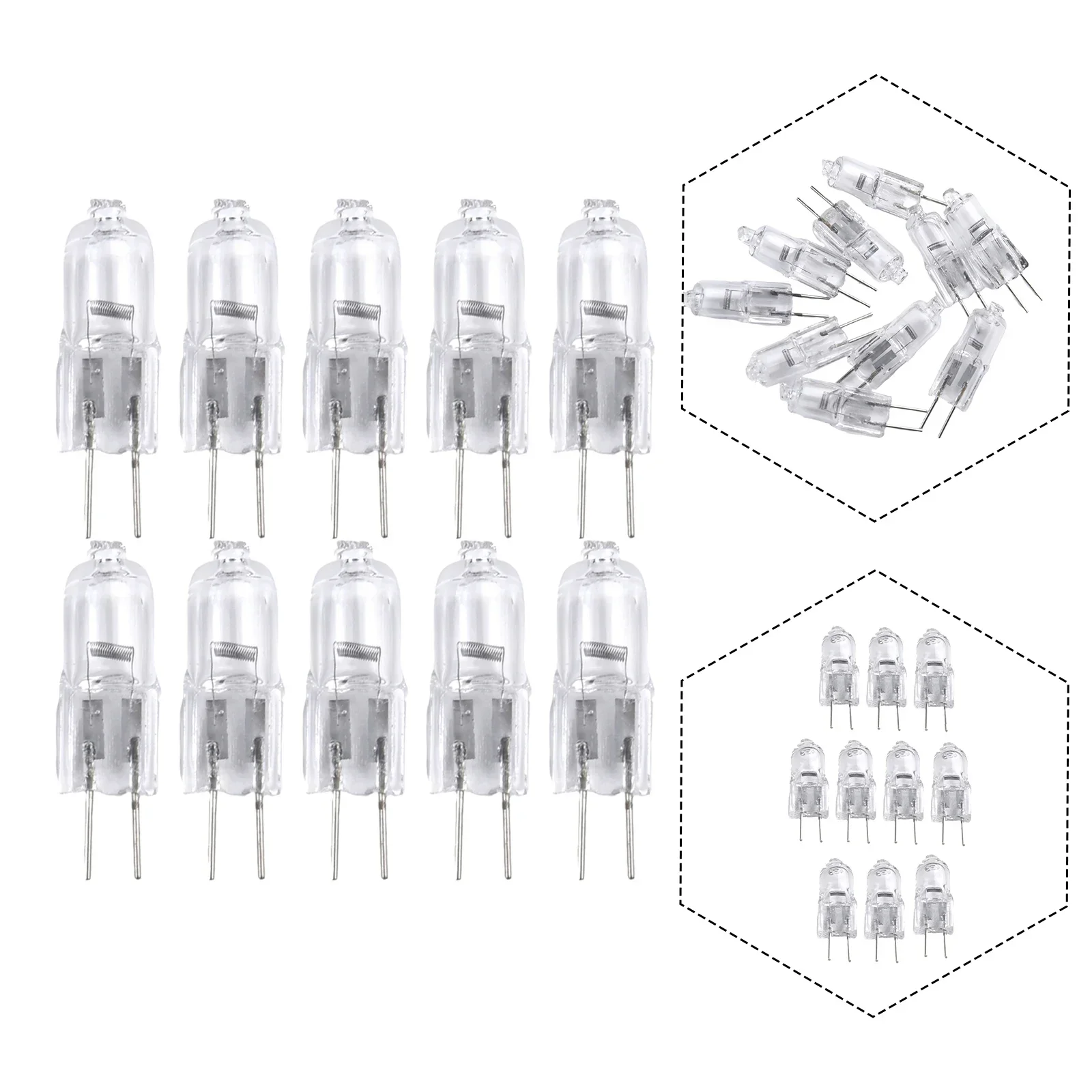 10pcs Halogen Lamp 2 Pin Light Bulb G4 12V 5W/10W/20W/30W/50W Halogen Capsule Lamp Light Bulbs Desk Light Replacements