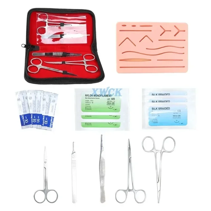 

17Pcs/Set Silicone Suture Pad Kit Skin Medical Sugical Suture Practice Model Trainer Set with Tools Set
