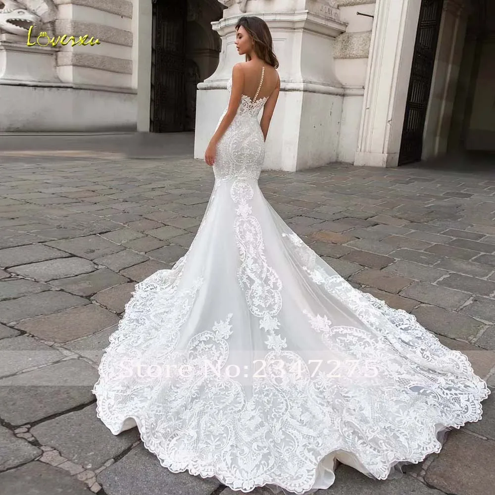 Loverxu Mermaid Wedding Dresses Sweetheart Sleeveless With Jacket Vestido De Novia Appliques Elegant Custom Made Bridal Gown