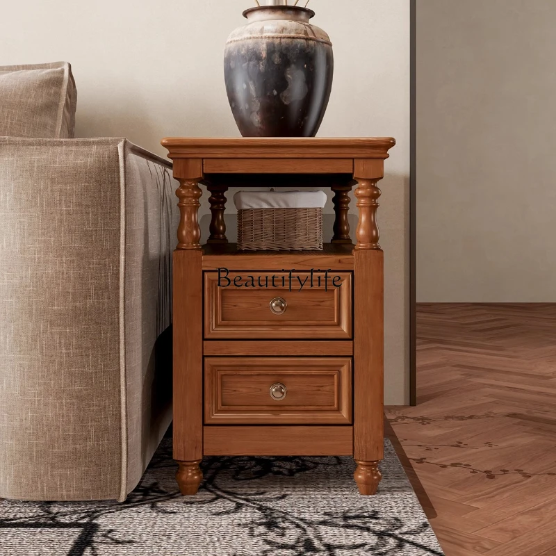 

American side table sofa solid wood retro coffee table household tea cabinet high-end side cabinet