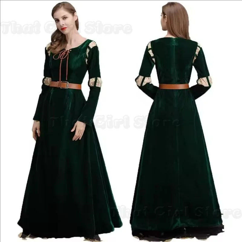 Disfraz de cosplay de la princesa Mérida, personaje de dibujos animados de Brave, vestido de corte, disfraces de Halloween para mujeres adultas, cosplay de película