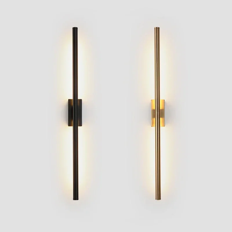 

Modern simple linear tube LED wall lamp up down background opposite wall light LED bedside foyer corridor black gold LED sconce