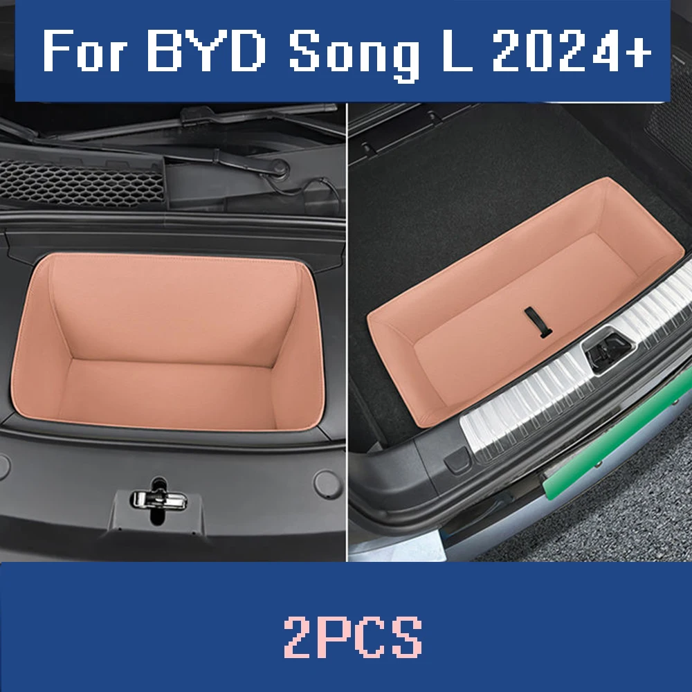 

For BYD Song L 2024-2025 Leather Car Front REAR Storage Box Pad Trunk Mat Waterproof Bottom Protector Pad Car Interior Decor