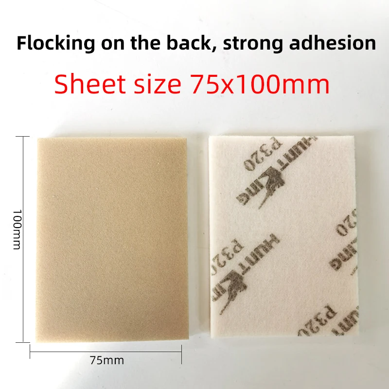 Car Beauty Dry Polishing Sandpaper 75/100mm Square Sander Sponge Sandpaper Polishing Putty Self-adhesive Flocking