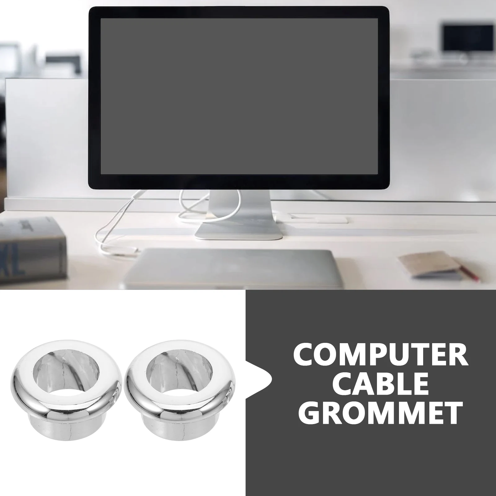 

2Pcs Desk Wire ganizer Decorative Ring Computer Table Cable Desk Grommets Cable Grommet Hole Cover Simple Durable