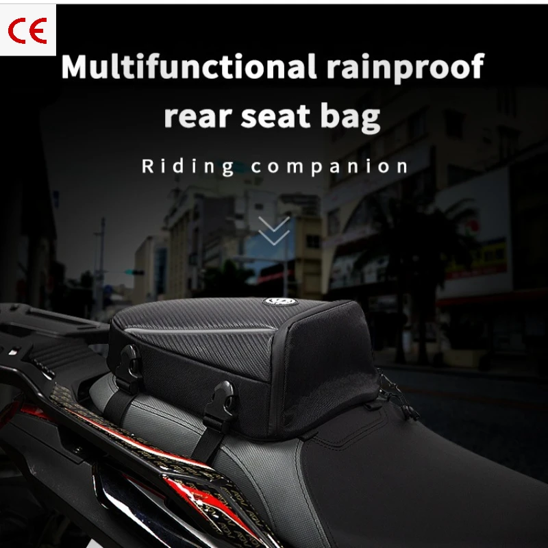 

Waterproof Motorcycle Tail Bag, Hard Shell Rear Seat Storage Bag, Dual Shoulder Backpack for Helmet and Riding Gear Storage