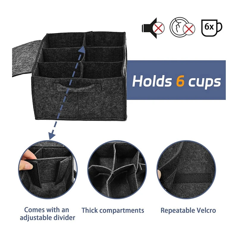 Motorhome Suporte para Placa para Camping, Conjunto de 4, Feltro Cup Holder, Camping, Cinza Escuro