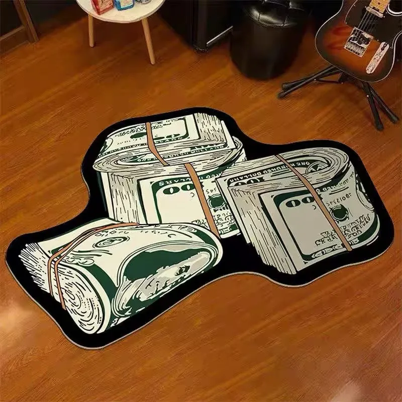 Dollars Rich Floor Mat Irregular Money Rug Funny Money Shaped Carpet Home Decor Bedroom Mat Hallway Balcony Entrance Doormat