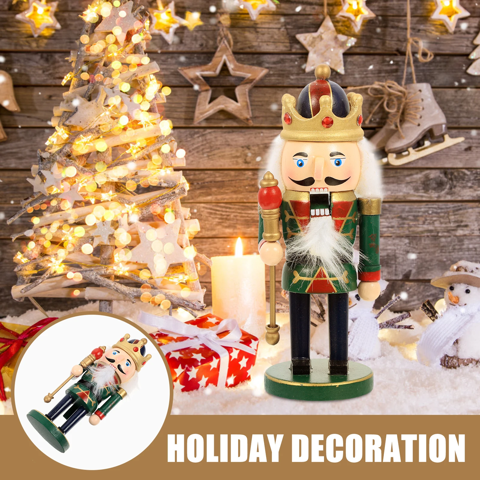 

Xmas Nutcracker Statue Wooden Nutcracker Ornament Exquisite Christmas Decor Gift for Home Party Wood Xmas Nutcrackers