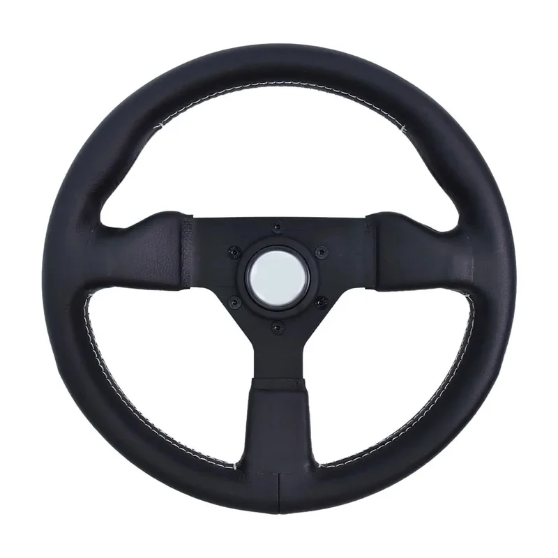 High Quality 320MM Sport Steering Wheel White Stitch Simulation Steering Wheel With Silver Arrow Horn Button