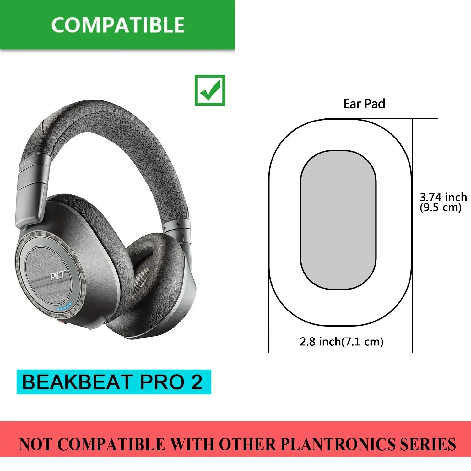 Ear pads for Plantronics Backbeat Pro 2 Pro2 Wireless Noise Cancelling Headphone Replacement Ear pads Cushions