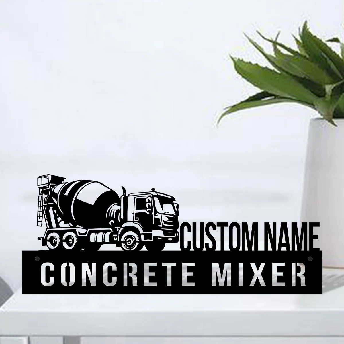 

Custom Concrete Mixer Truck Desk Name Plate Wedge Personalized Equipment Nameplate Office Sign Company Shelf Tabletop