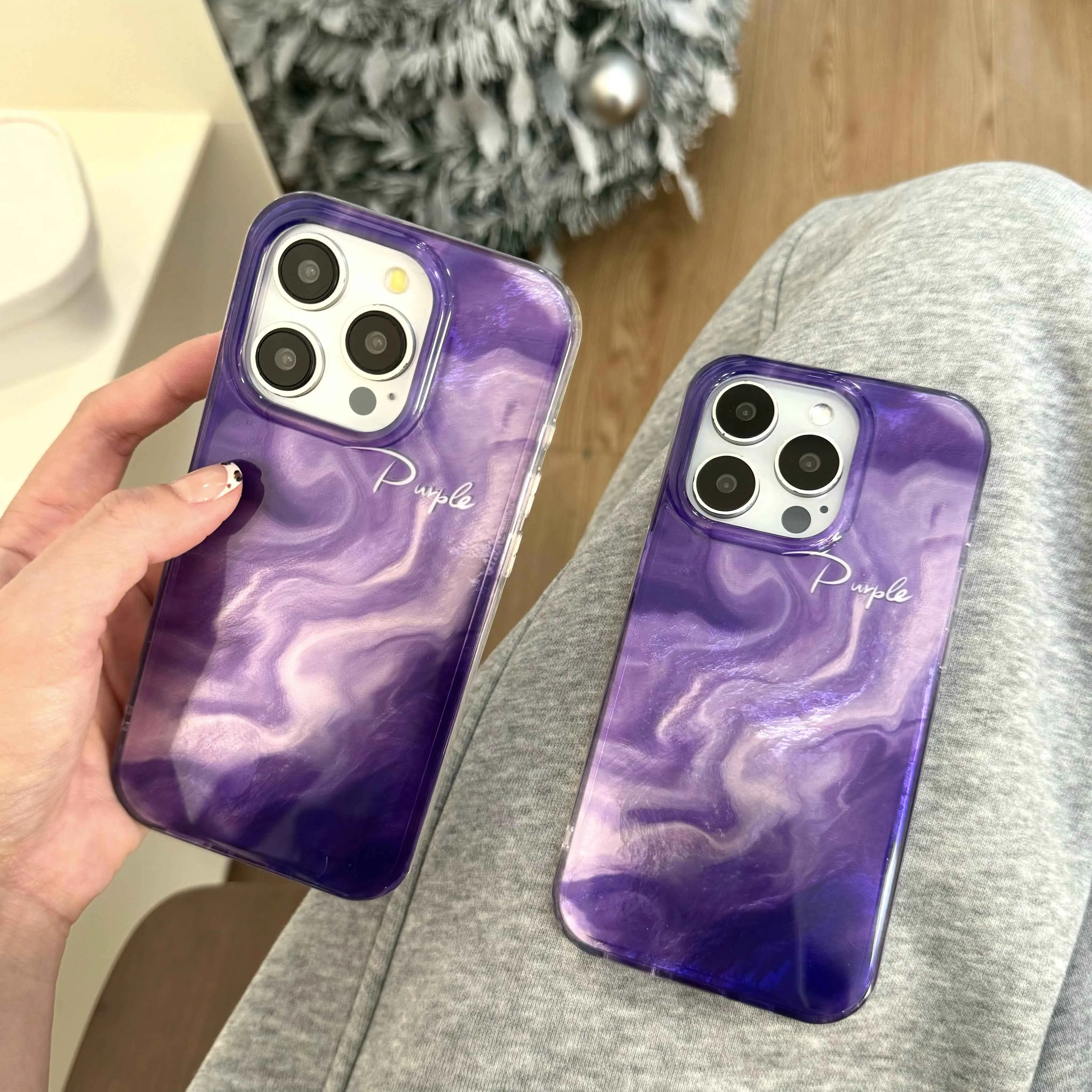 Purple motting gradient phone case for iphone 14promax 15pro 16 14 13 15 pro max 16pro 13promax 14pro simple ins fundas shell