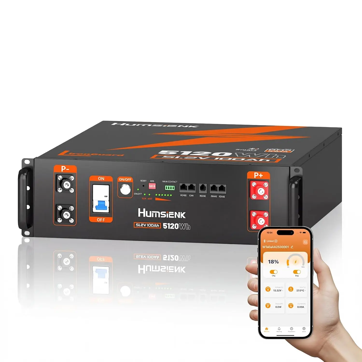 48V 100Ah LiFePO4 Battery 5120Wh UL9540A UL1973 Listed RV Solar Off-Grid Backup Power Customized