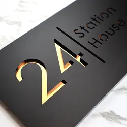 Personalised Modern House Sign Laser Cut Custom Acrylic House Numbers Sign Address Plaque Floating 3D Home Outdoor Name Plates