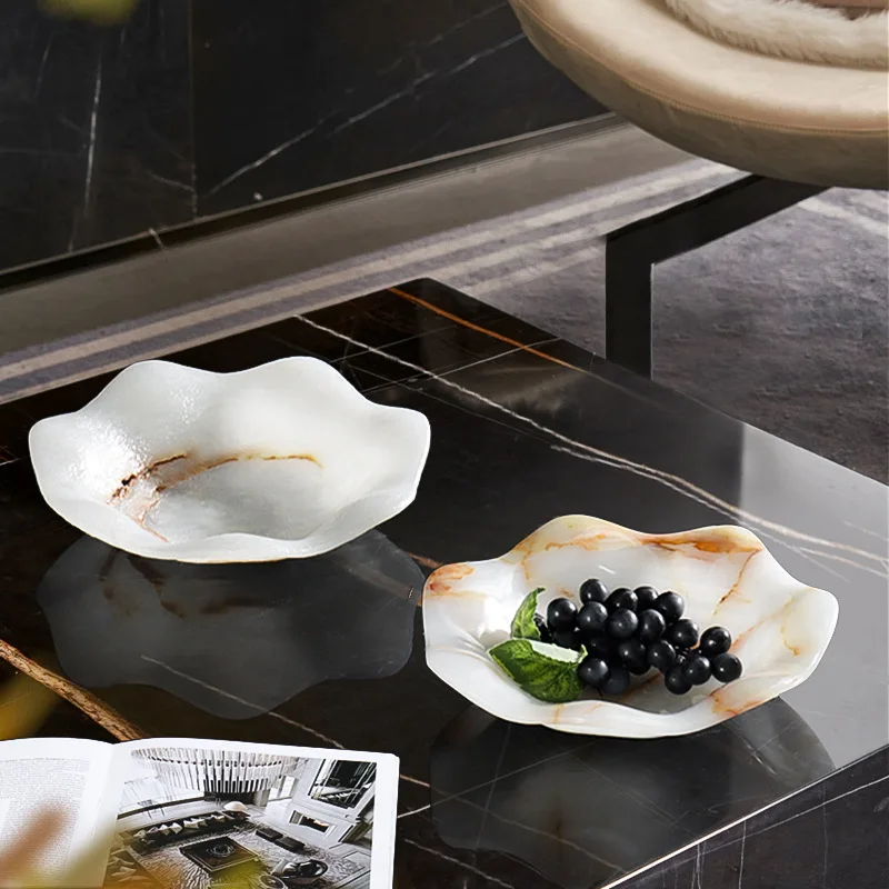 Modern new Chinese jade fruit plate ornament model room sales office living room coffee table decoration