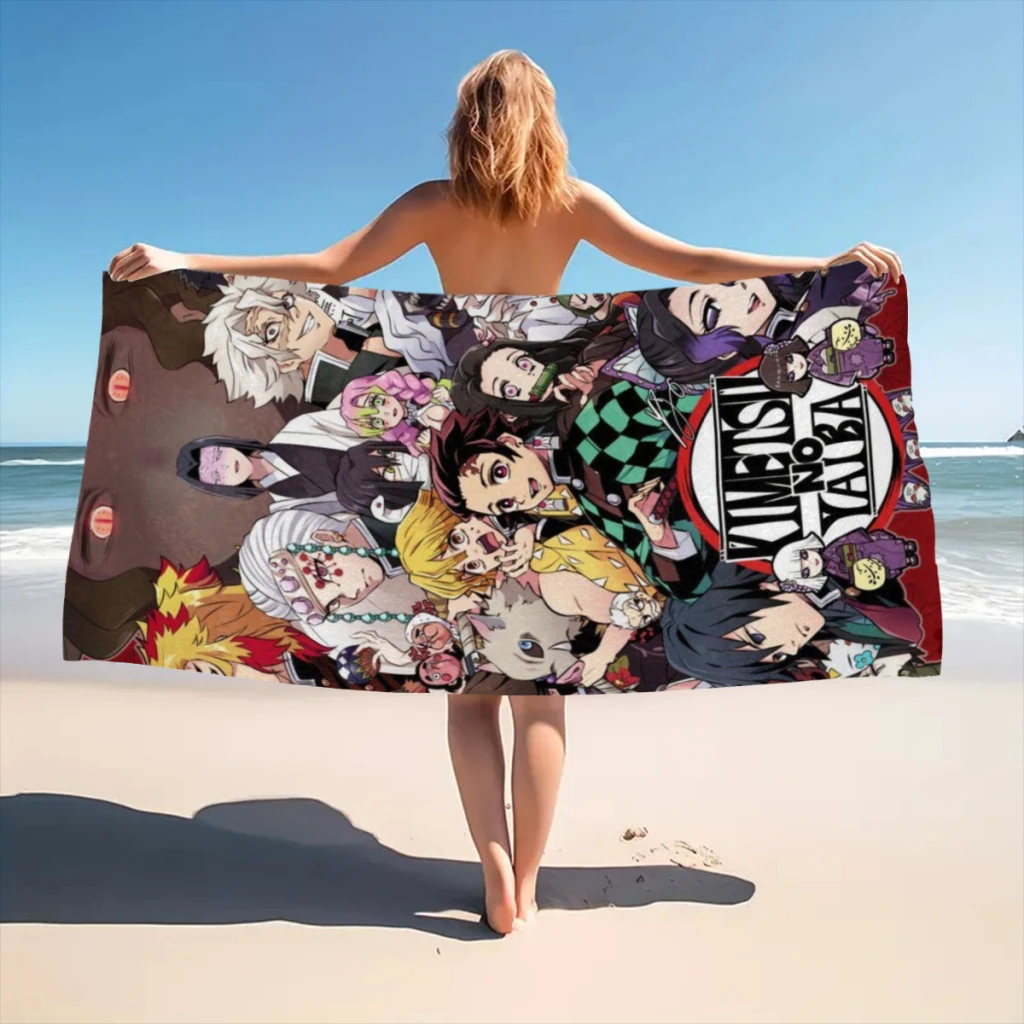 Demon Slayer Graphic Anime Beach Towel  Poncho Bathing Towels Cover-ups Quick Dry Sand Free Yoga Spa Gym Pool