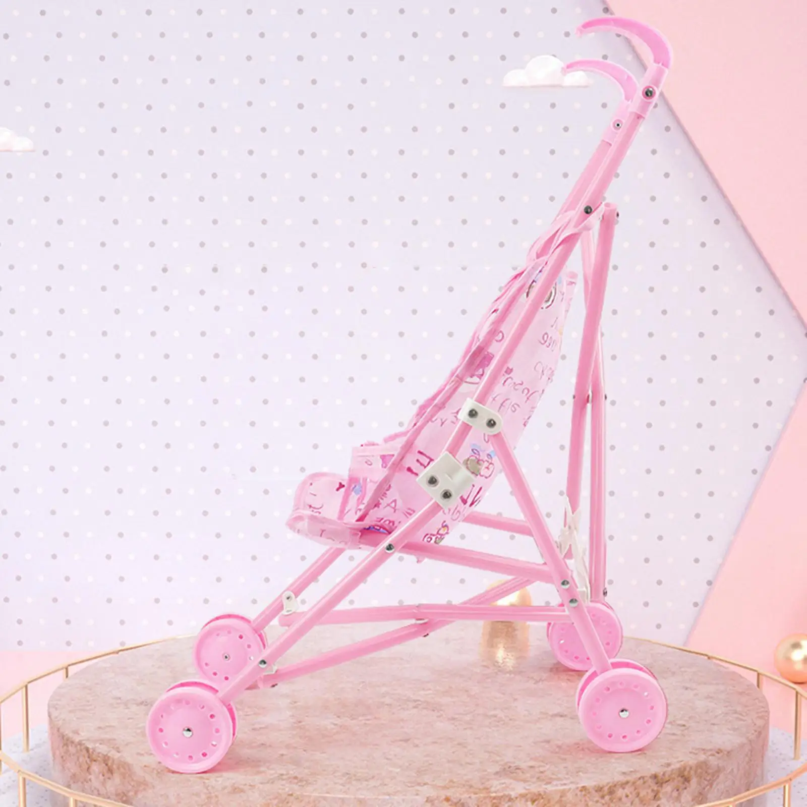 

Doll Stroller Party Favors Interactive Foldable Carrier Cart Space Saving Playhouse Pram Role Play Pushchair for Kids