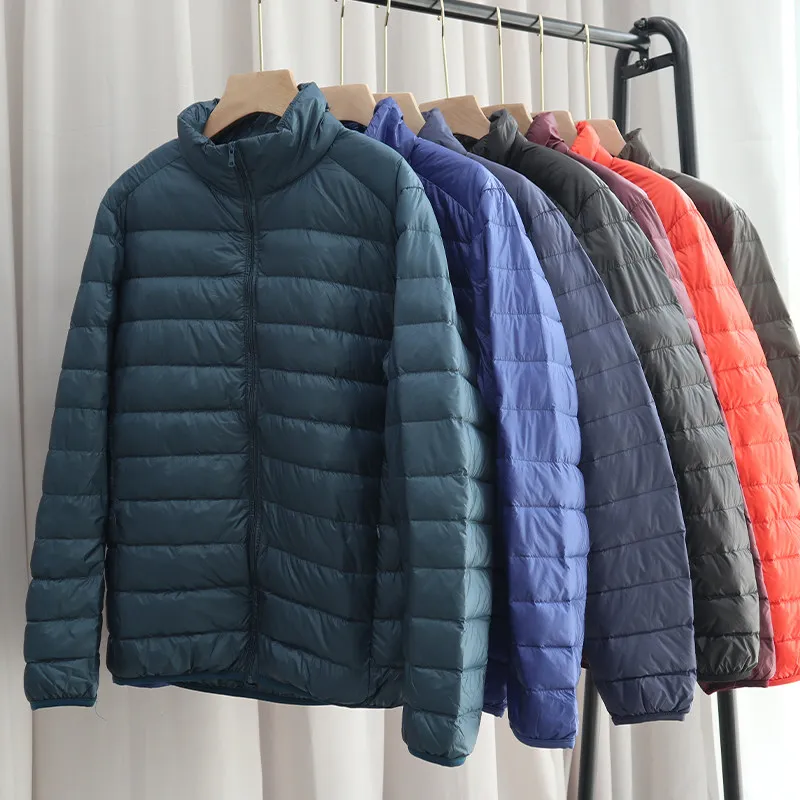 

Новая мужская легкая зимняя куртка из хлопка с пуховым наполнителем, тонкая, с воротником-стойкой, повседневная, короткая, теплая, больших размеров, верхняя одежда