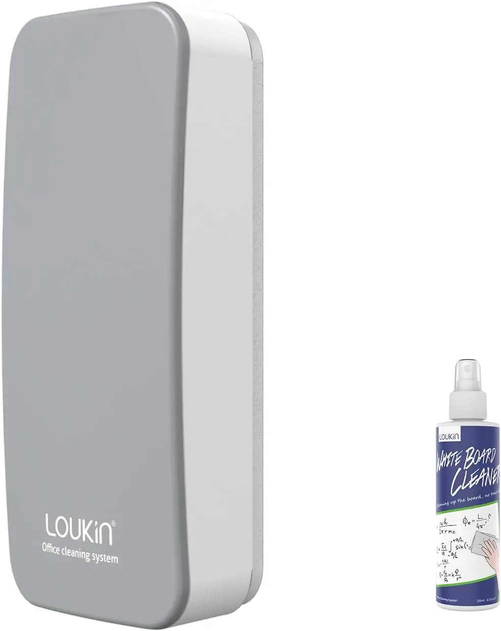 Magnetic Dry Erase Eraser with Whiteboard Cleaner, 3.4 fl oz, for Classroom Home Office Use (Grey)
