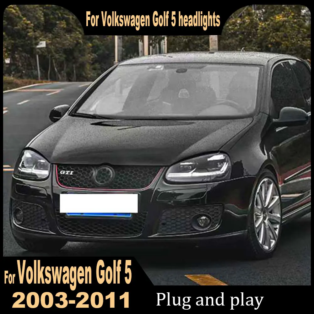 

Фара для vw Volkswagen Golf 5 Светодиодная фара 2003-2011 Фара Golf 5 DRL Указатель поворота Дальнего света Объектив проектора Angel Eye