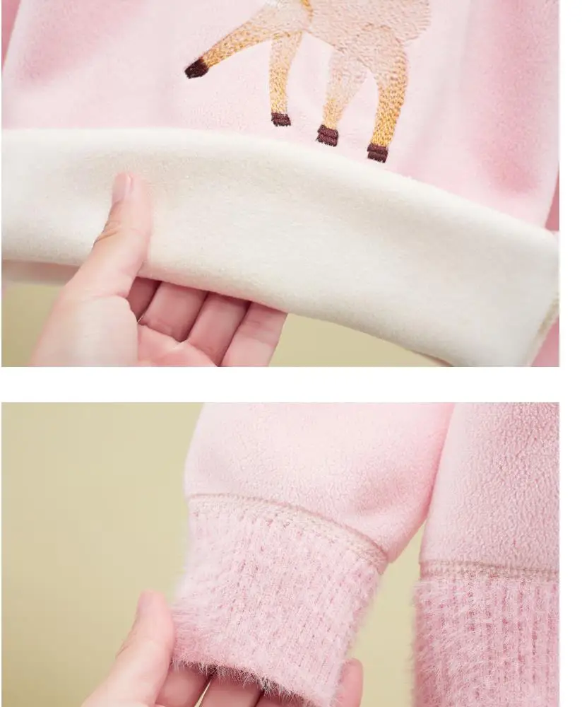 High collar add cashmere bottom unlined upper garment big children outfit fashionable autumn and winter