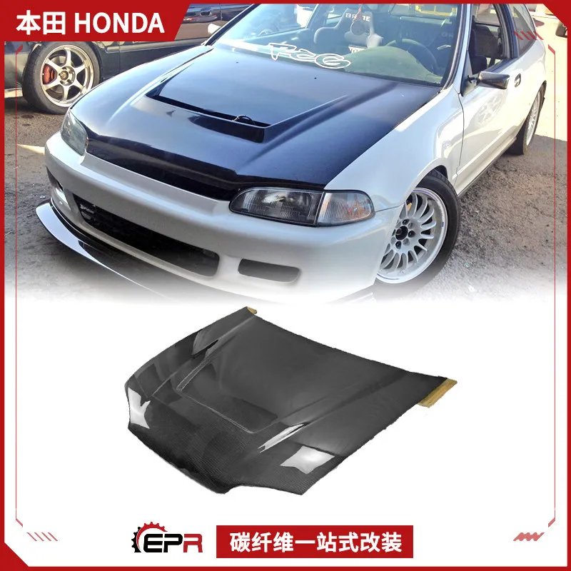 

Подходит для Honda Civic 3-дверная передняя крышка двигателя EG из углеродного волокна, вентилируемая передняя крышка двигателя, крышка двигателя