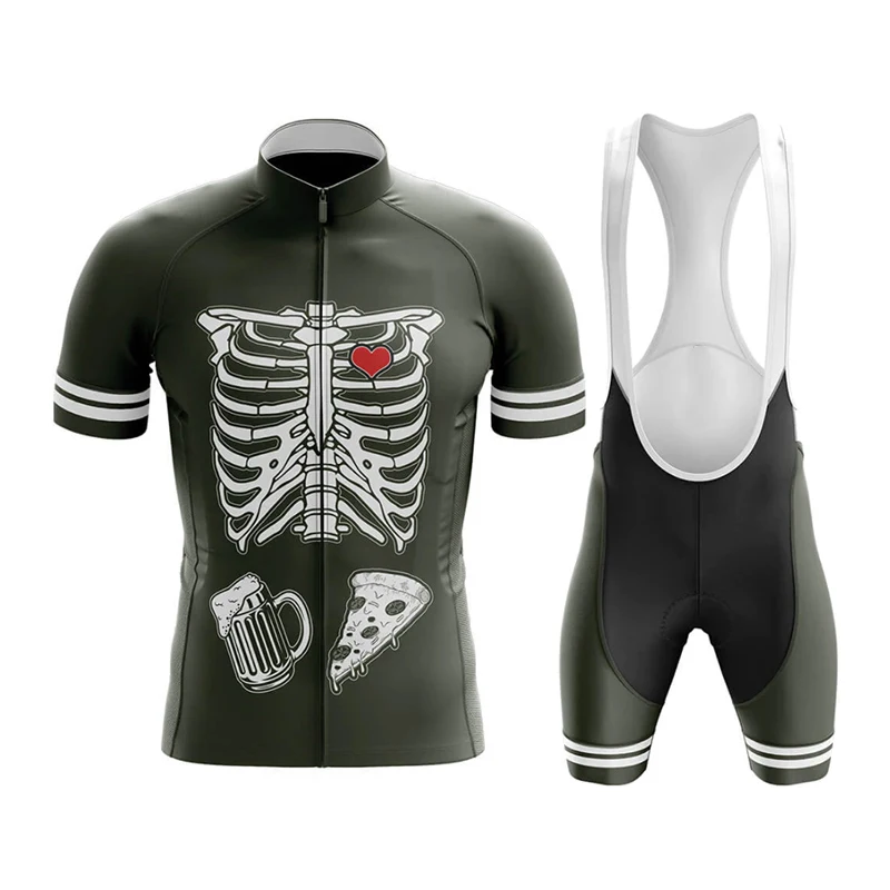 Skeleton Pattern Cycling Jersey Set 2022 Summer Men Road Bicycle Clothing Mountain Bike Uniform Breathable MTB Maillot Ciclismo