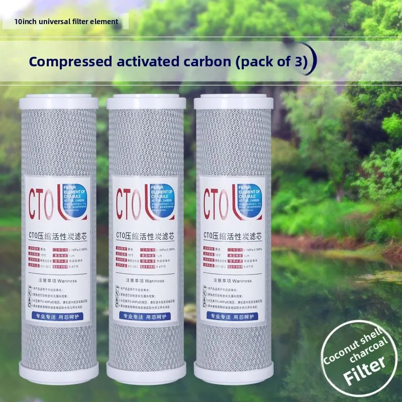 5 Micron 10 x 2.5 Inch CTO Activated Carbon Block Filter Cartridge for Kitchen RO System Chlorine Taste Odor Removal