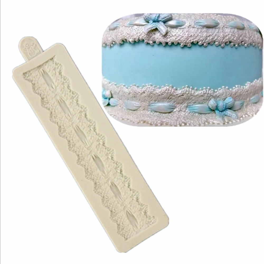 Pleated Cake Rim Skirt Edge Lace Fondant Silicone Mold Chocolate Cake Decoration DIY Mould