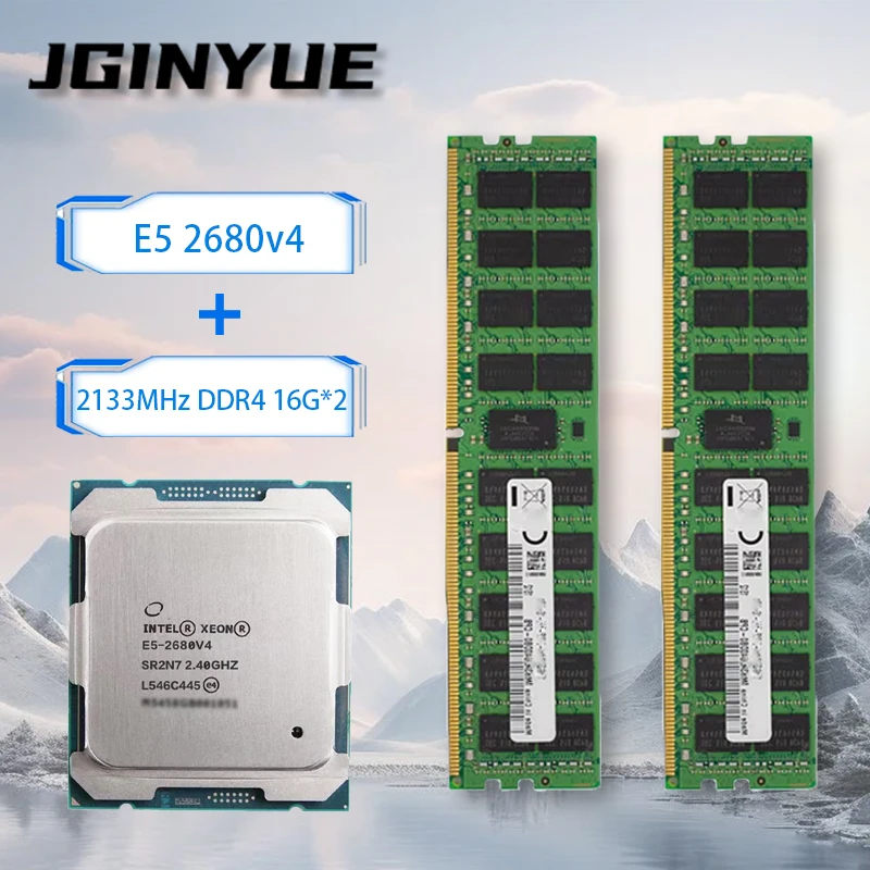 Intel xeon E5 2680 V4 CPU ECC RAM Kit combo 32GB/16GB ECC RAM para placa base serie JGINYUE X99