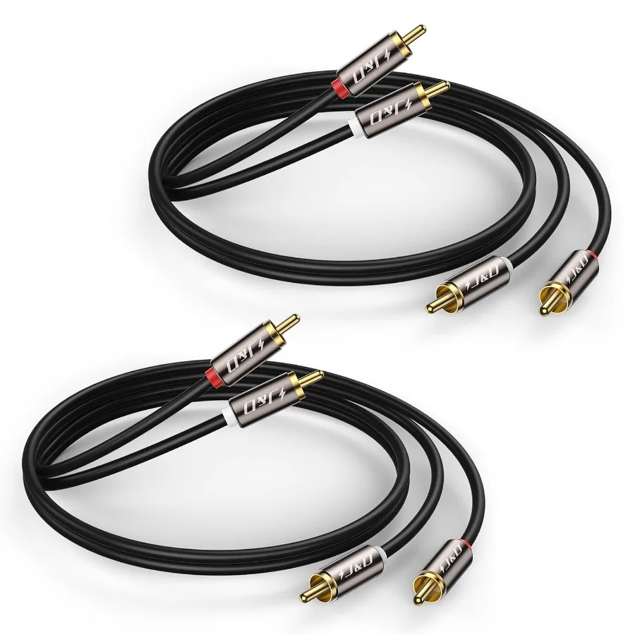 

Кабель JD RCA, 2 шт., позолоченные аудиокабели RCA, медный корпус, 2RCA-папа на 2RCA-папа, стереоаудиокабель, 3 фута