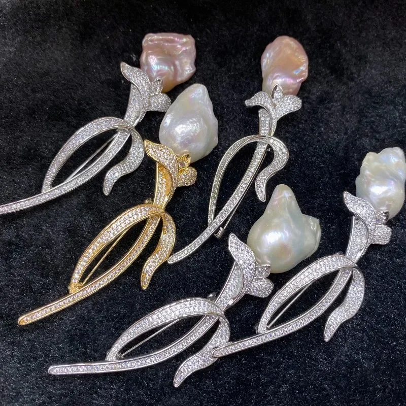 

Wholesale New Tulip shape Baroque Freshwater Pearl Brooch