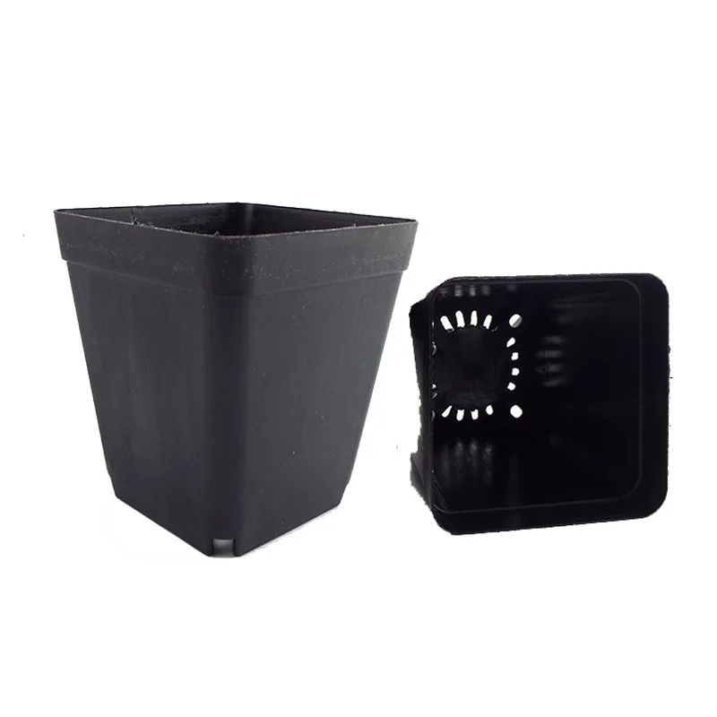 Square Plant Pot Plastic Mini Flower Vase Pots Creative Small for Succulent Plants Garden Decor Black Color 8*7*5 CM E1