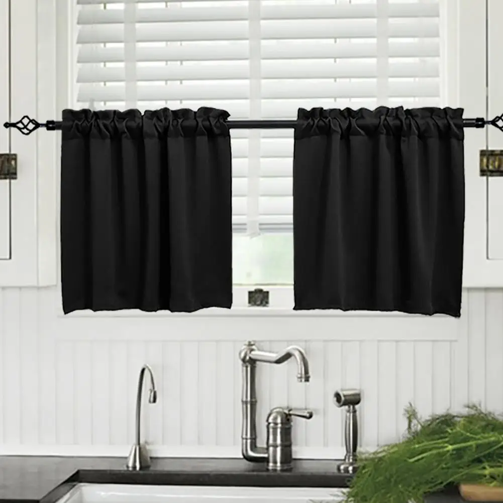 2Pcs Blackout Valance Thickened UV Resistant Valance High Shading Kitchen/Bathroom Soft Silky Stylish Window Decoration