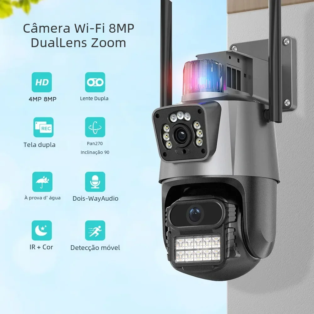 9MP 4K WiFi Camera Dual Lens Security Protection Waterproof Security Video Surveillance Camera