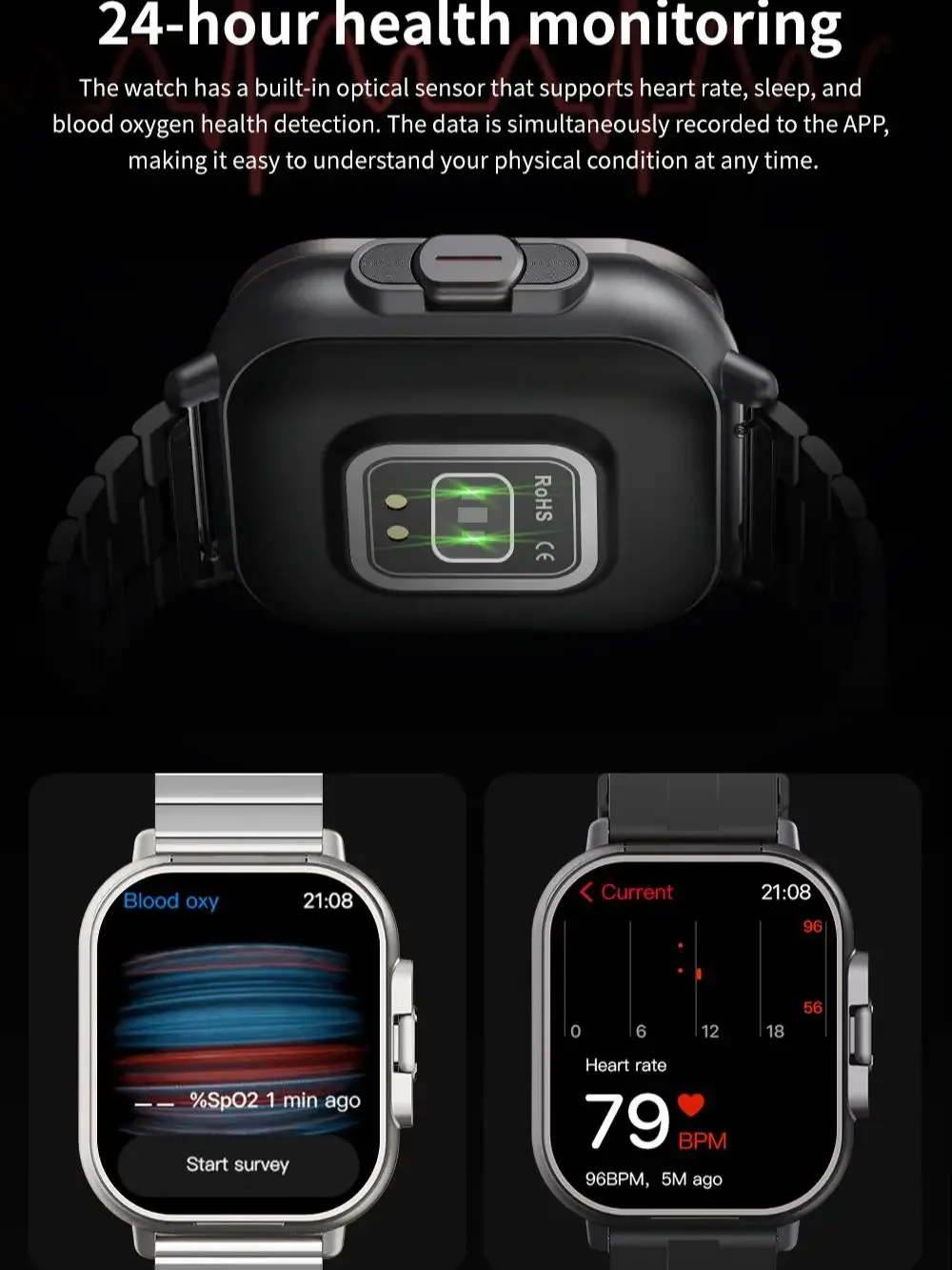 2 in 1 TWS Smartwatch - Bluetooth Call, Music Play, Health & Sport Tracking, with Earphones (Compatible with IOS & Android)