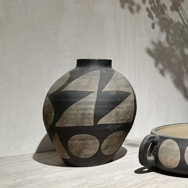 Wabi Sand Wind Minimalist Black and White Vase,  Department  Desktop Homestay Dried Flower Ornament